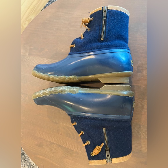 Sperry Top sider Saltwater STS85911 Women duck boots Emboss Wool Navy Sz: 7 - Picture 8 of 9
